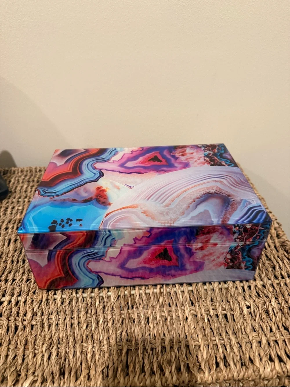 Nicole Miller Geode-Print Party Gift Box in Blue, Purple, Pink, Red
